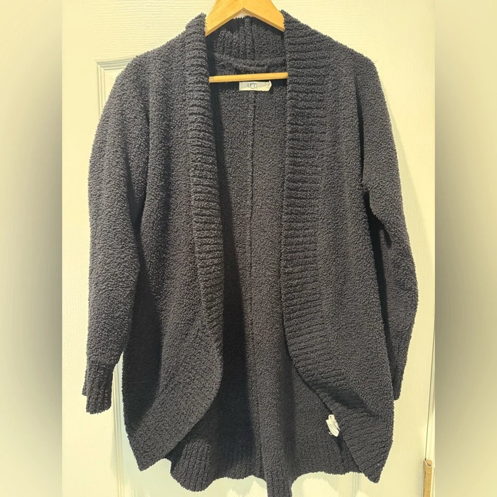 UGG Women's Charcoal Textured Open-Front Cardigan - Picture 1 of 4